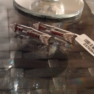 Sterling Silver Purple and White Diamonds arrow Earrings